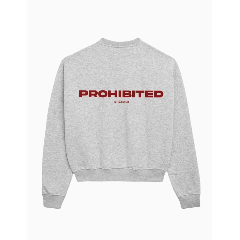 Sudadera Prohibited Crew Neck Grey Melange Unisex