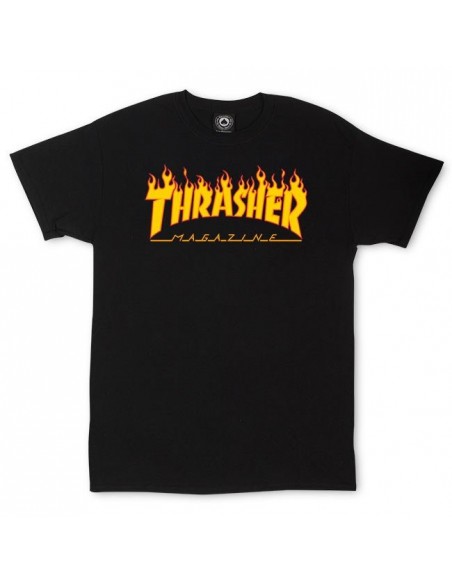 CAMISETA THRASHER FLAME LOGO NEGRA