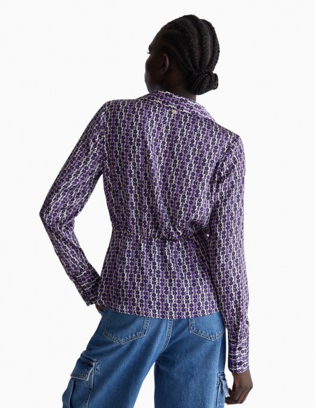 BLUSA LIU.JO DE RASO ESTAMPADA MORADA