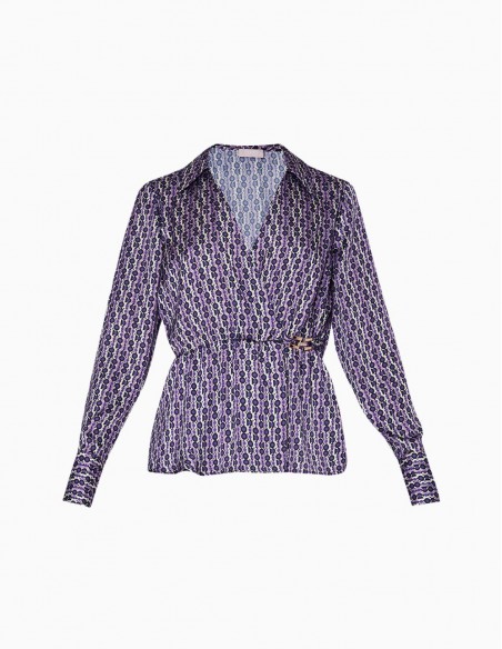 BLUSA LIU.JO DE RASO ESTAMPADA MORADA