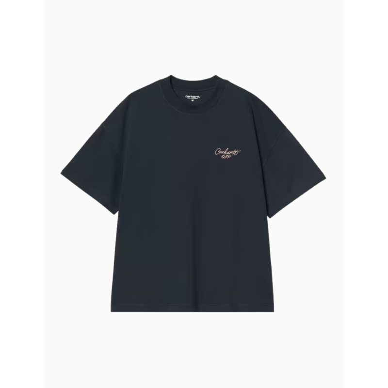Camiseta Carhartt Wip Signature Script Deep Night Glassy Pink