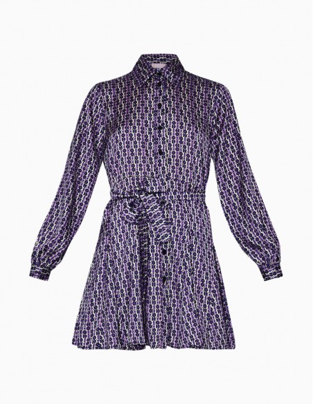 VESTIDO LIU.JO CAMISERO DE RASO GEOMÉTRICO MORADO