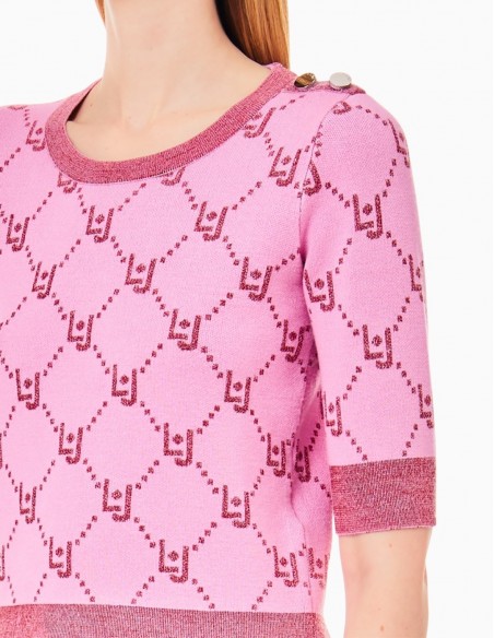 JERSEY LIU.JO LOGOTIPO JACQUARD ROSA