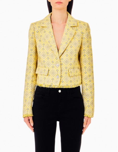 CHAQUETA LIU.JO DE JACQUARD BOTONES JOYA AMARILLA