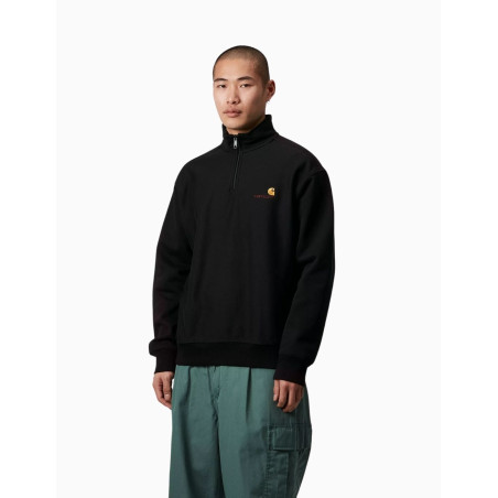 Sudadera Carhartt Wip Half Zip American Script Sweat Black