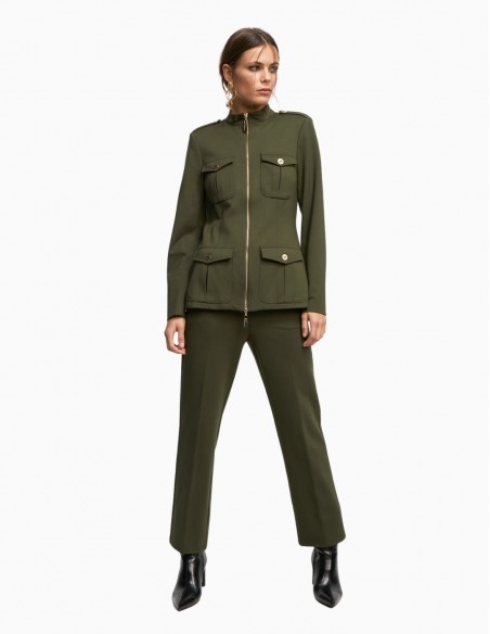 CHAQUETA LOLA CASADEMUNT CON CREMALLERA VERDE