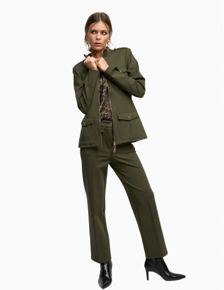 CHAQUETA LOLA CASADEMUNT CON CREMALLERA VERDE