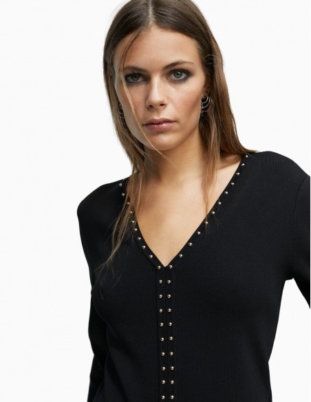 VESTIDO LOLA CASADEMUNT PUNTO TACHAS NEGRO