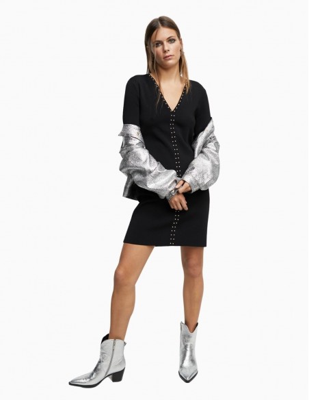VESTIDO LOLA CASADEMUNT PUNTO TACHAS NEGRO
