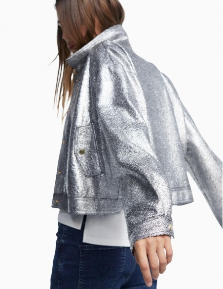 BOMBER LOLA CASADEMUNT CRAQUELADO PLATA