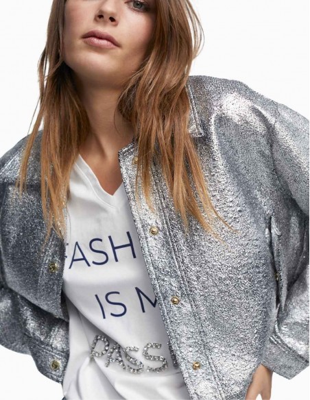 BOMBER LOLA CASADEMUNT CRAQUELADO PLATA