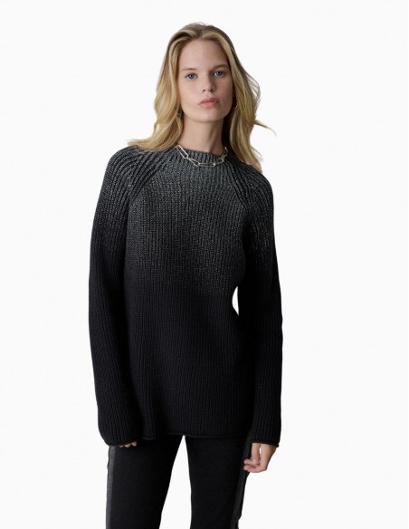 JERSEY BSB CANALÉ DE LÚREX PLATEADO NEGRO