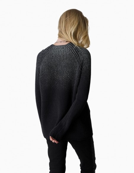JERSEY BSB CANALÉ DE LÚREX PLATEADO NEGRO