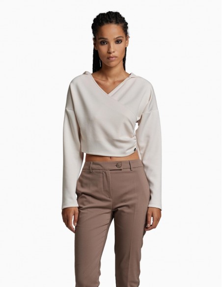 SUDADERA BSB CRUZADA CAPUCHA BEIGE
