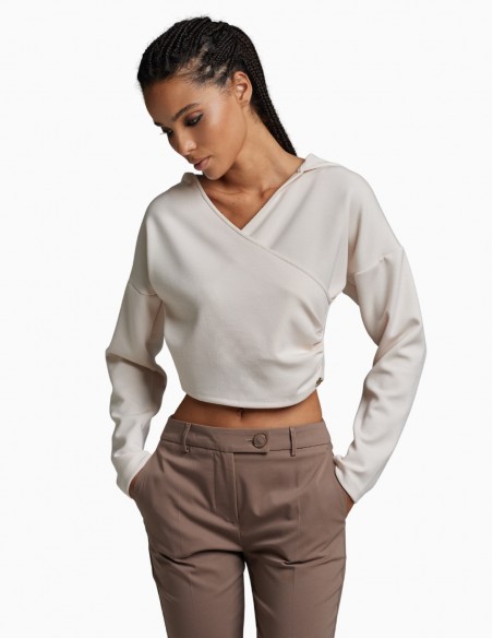 SUDADERA BSB CRUZADA CAPUCHA BEIGE