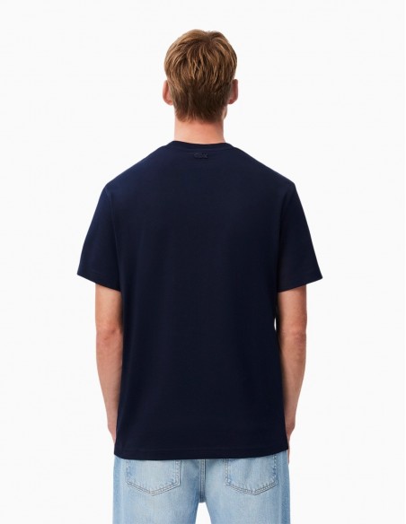 CAMISETA LACOSTE GRÁFICA GRUESA CON COCODRILO NAVY
