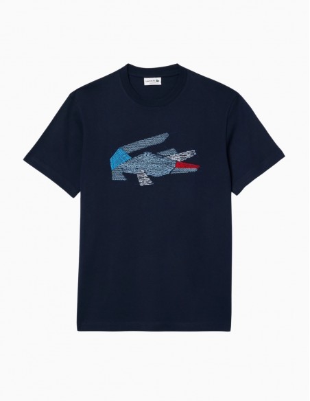 CAMISETA LACOSTE GRÁFICA GRUESA CON COCODRILO NAVY