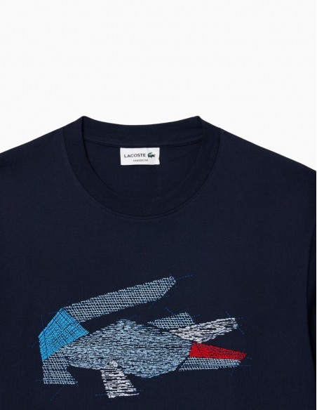 CAMISETA LACOSTE GRÁFICA GRUESA CON COCODRILO NAVY
