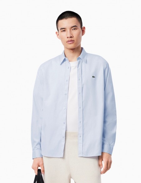 CAMISA LACOSTE POPELÍN SLIM FIT AZUL