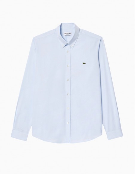 CAMISA LACOSTE POPELÍN SLIM FIT AZUL