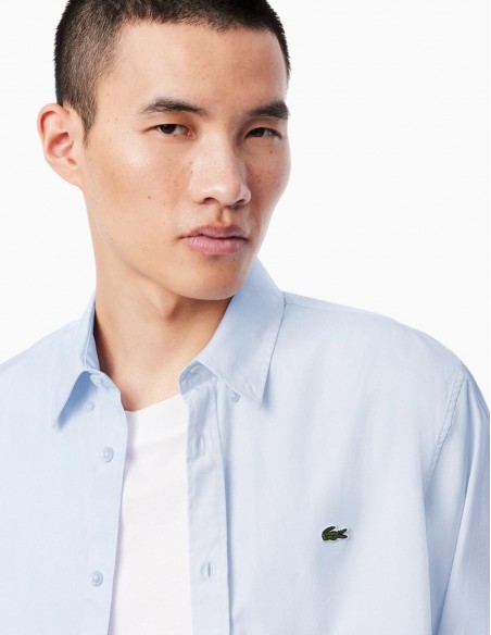 CAMISA LACOSTE POPELÍN SLIM FIT AZUL