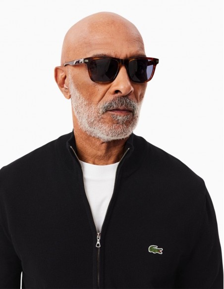 CHAQUETA LACOSTE DE PUNTO CUELLO ALTO NEGRO