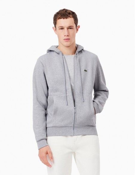 SUDADERA LACOSTE CAPUCHA Y CREMALLERA GRIS