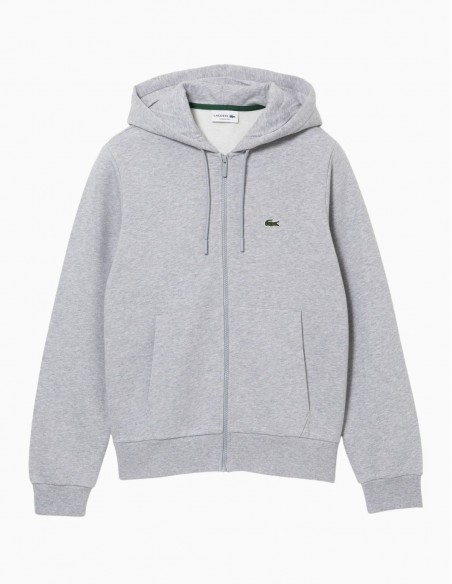 SUDADERA LACOSTE CAPUCHA Y CREMALLERA GRIS