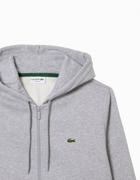 SUDADERA LACOSTE CAPUCHA Y CREMALLERA GRIS