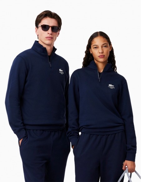 SUDADERA LACOSTE CUELLO CREMALLERA ESTAMPADA NAVY