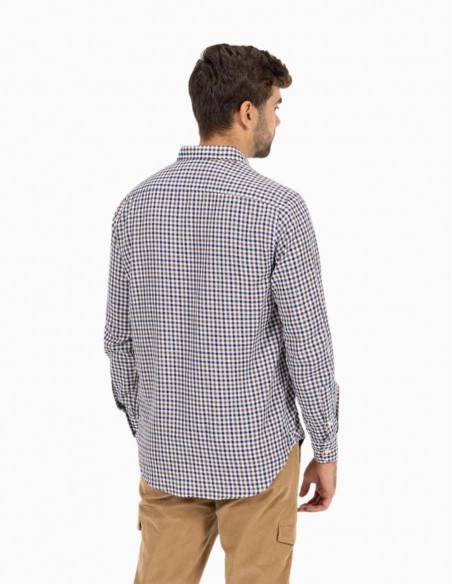 CAMISA EL PULPO CUADRO VICHY BICOLOR MARRÓN...