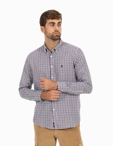 CAMISA EL PULPO CUADRO VICHY BICOLOR MARRÓN...