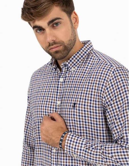 CAMISA EL PULPO CUADRO VICHY BICOLOR MARRÓN...