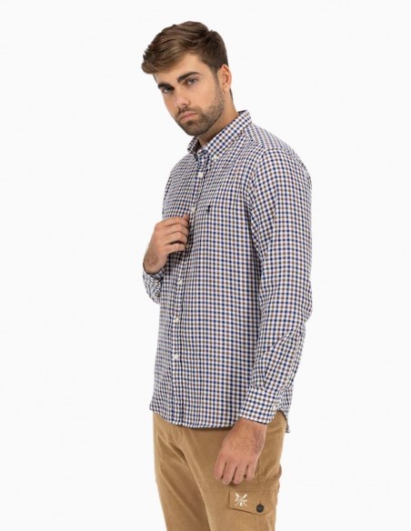 CAMISA EL PULPO CUADRO VICHY BICOLOR MARRÓN...