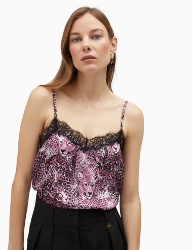 TOP LOLA CASADEMUNT LENCERO ANIMAL PRINT ROSA