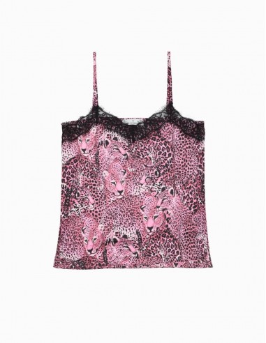 TOP LOLA CASADEMUNT LENCERO ANIMAL PRINT ROSA
