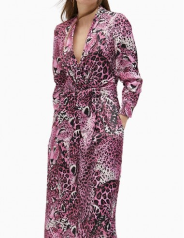 VESTIDO LOLA CASADEMUNT ANIMAL PRINT ROSA