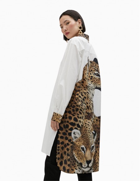 CAMISA LOLA CASADEMUNT EXTRALARGA ESTAMPADO LEOPARDO