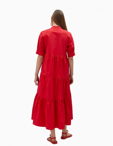 VESTIDO LOLA CASADEMUNT LARGO VOLANTES ROJO
