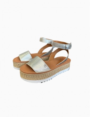 SANDALIAS POPA KALAMIS LAMINADO PLATA