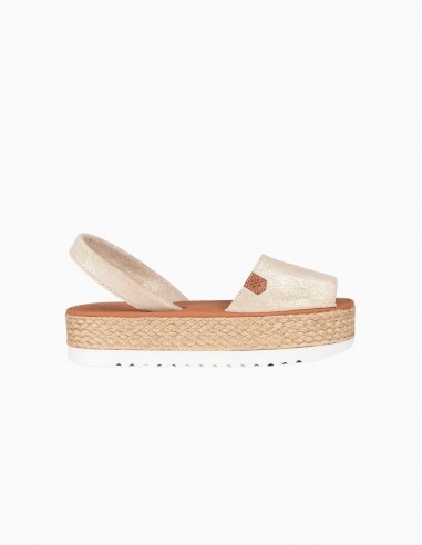 SANDALIAS POPA MENORQUINA PLATAFORMA ORO BOREAL
