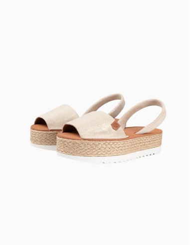 SANDALIAS POPA MENORQUINA PLATAFORMA ORO BOREAL