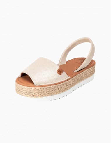SANDALIAS POPA MENORQUINA PLATAFORMA ORO BOREAL
