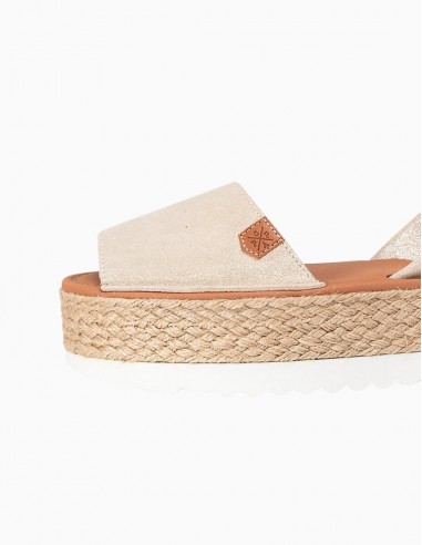 SANDALIAS POPA MENORQUINA PLATAFORMA ORO BOREAL