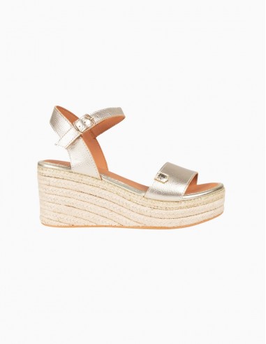 SANDALIAS POPA CUÑA ARAMBOL PIEL PLATEADO