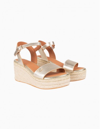 SANDALIAS POPA CUÑA ARAMBOL PIEL PLATEADO