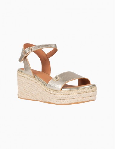 SANDALIAS POPA CUÑA ARAMBOL PIEL PLATEADO