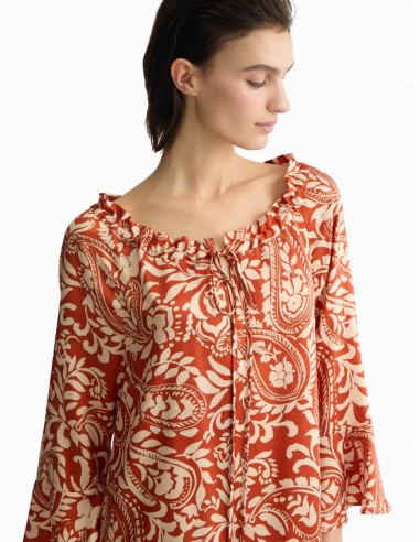 VESTIDO LIU.JO DE SARGA ESTAMPADA TERRACOTA