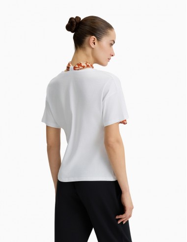 CAMISETA LIU.JO DE ALGODÓN CON FULAR TERRACOTA
