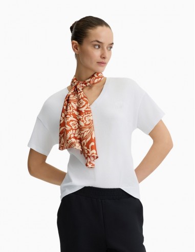 CAMISETA LIU.JO DE ALGODÓN CON FULAR TERRACOTA